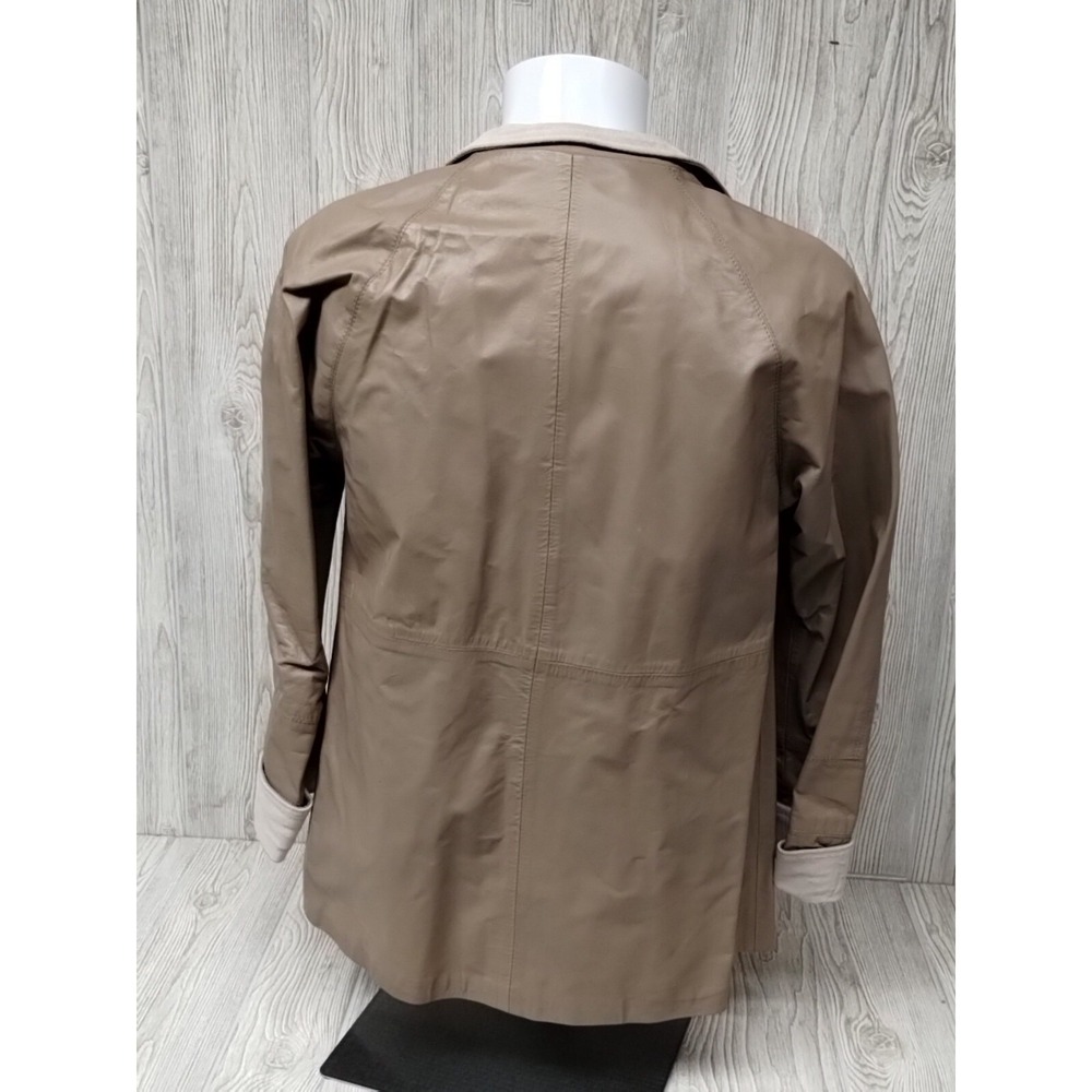 VINTAGE Jordache Women Jacket Size 12 Brown Leather Shell Open Front READ - Picture 2 of 6